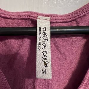 Mother Bee Maternity V-neck Sleeve Ruched Waist Dress